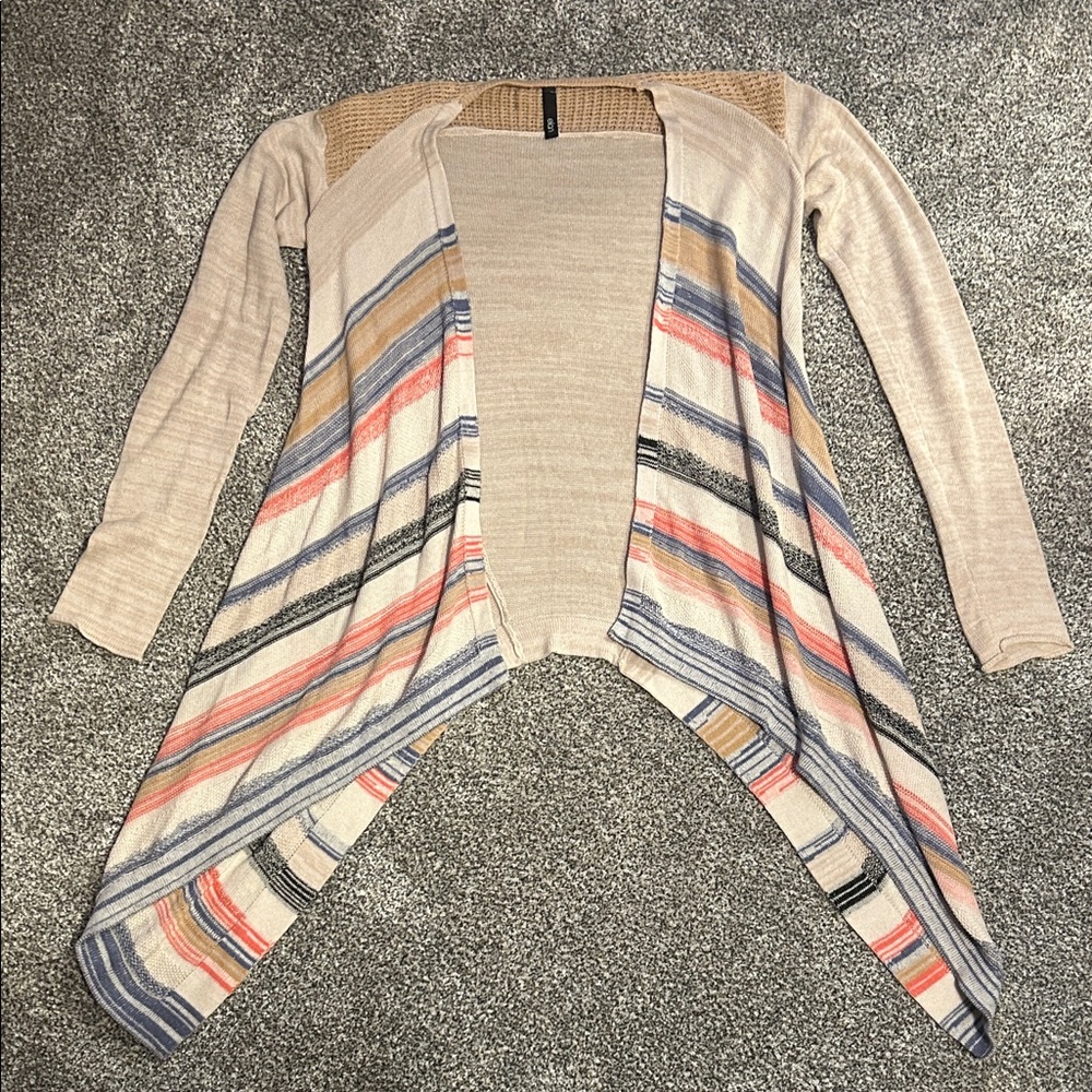 Elan multi striped cardigan sweater size Large